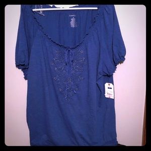 Women’s St. John’s Bay Blue 2X Top NWT